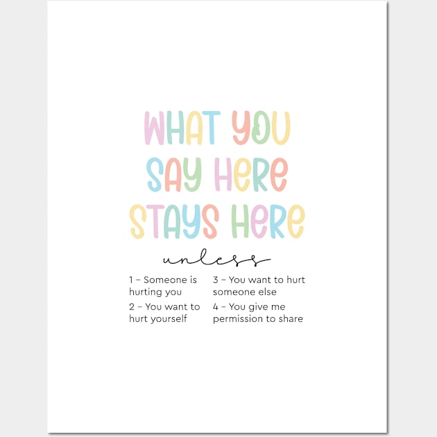 What You Say Here Stays Here Wall Art by BeKindToYourMind